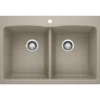 Blanco Diamond 33" Dual Mount Granite Composite Kitchen Sink, Silgranit, 50/50 Double Bowl, Truffle, 441285