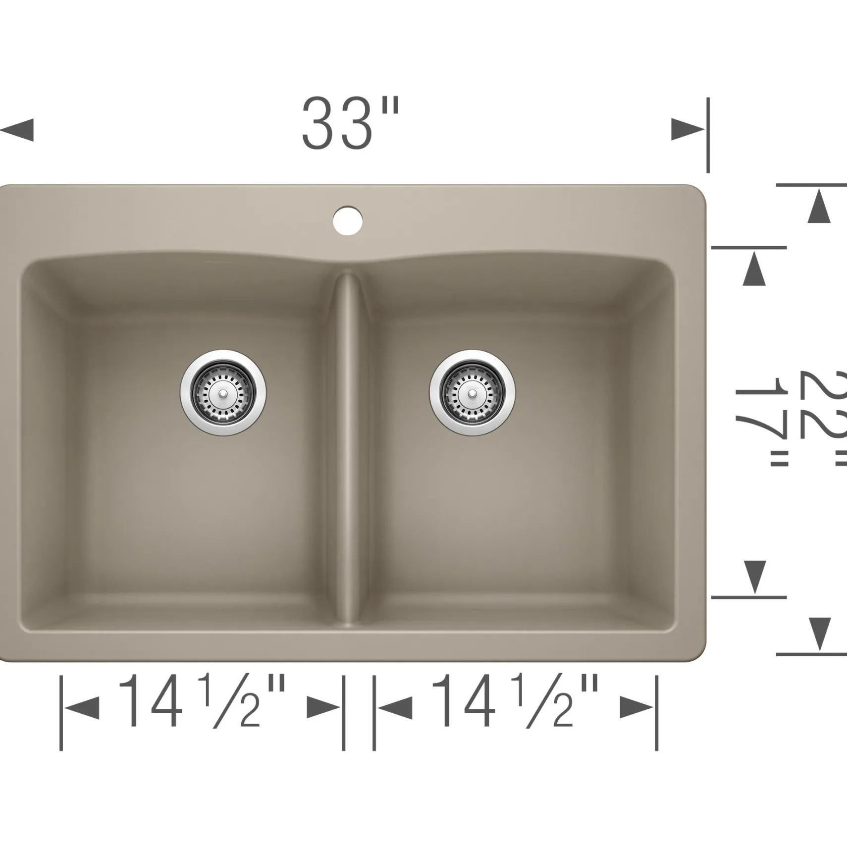 Blanco Diamond 33" Dual Mount Granite Composite Kitchen Sink, Silgranit, 50/50 Double Bowl, Truffle, 441285