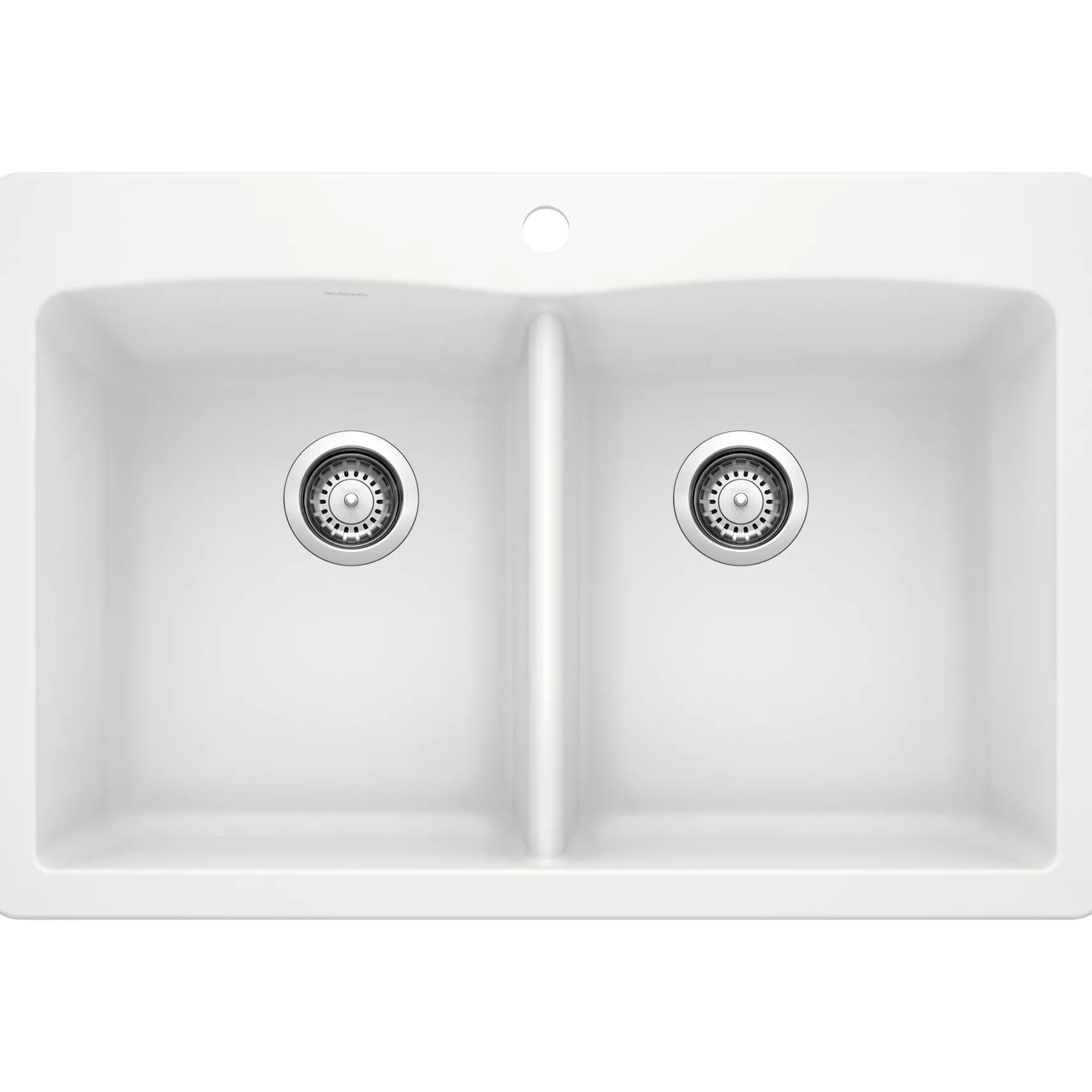 Blanco Diamond 33" Dual Mount Granite Composite Kitchen Sink, Silgranit, 50/50 Double Bowl, White, 440221