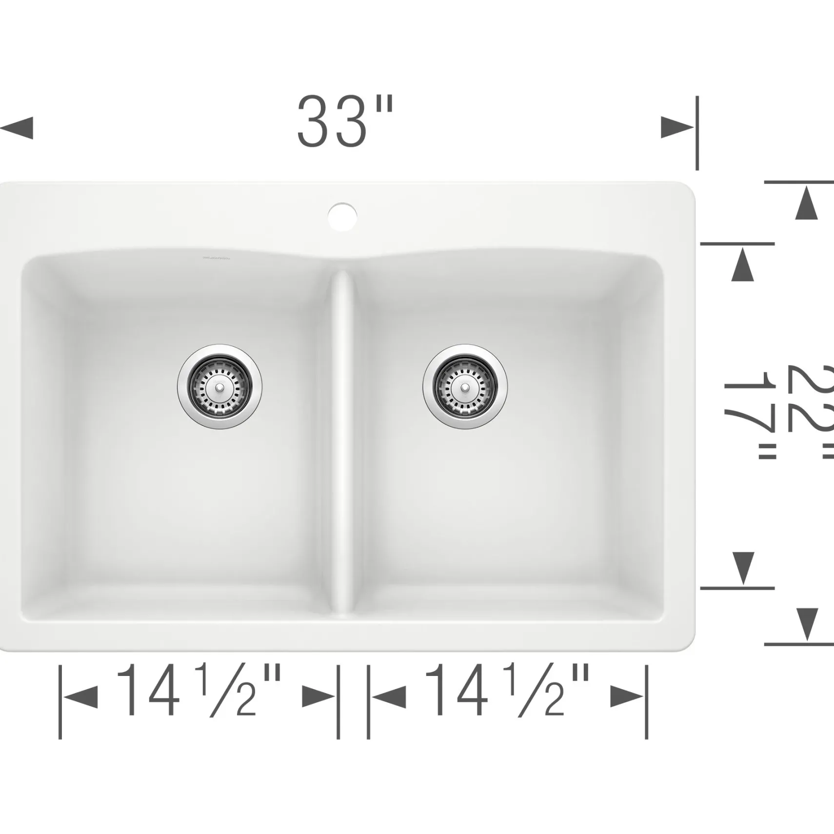 Blanco Diamond 33" Dual Mount Granite Composite Kitchen Sink, Silgranit, 50/50 Double Bowl, White, 440221