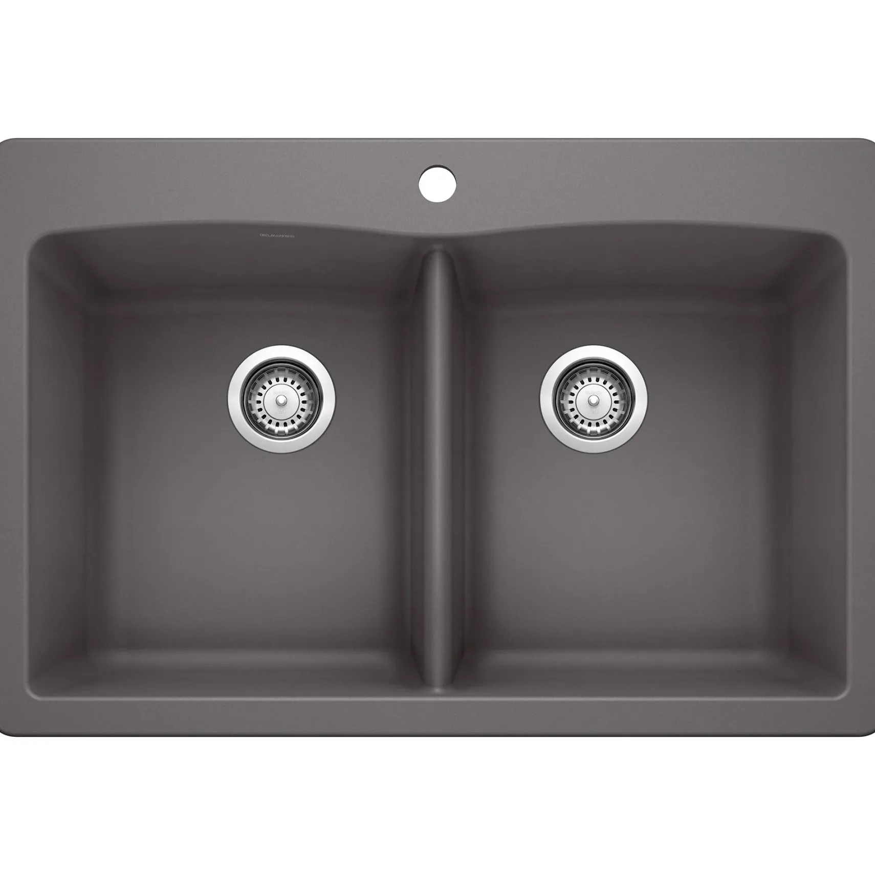 Blanco Diamond 33" Dual Mount Granite Composite Kitchen Sink, Silgranit, 50/50 Double Bowl, Cinder, 441466