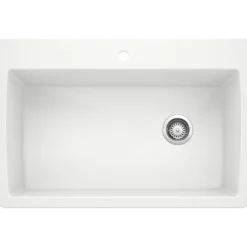 Blanco Diamond 34" Dual Mount Granite Composite Kitchen Sink, Silgranit, White, 440195