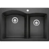 Blanco Diamond 33" Dual Mount Granite Composite Kitchen Sink, Silgranit, 60/40 Double Bowl, Anthracite, 440215