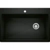 Blanco Diamond 34" Dual Mount Granite Composite Kitchen Sink, Silgranit, Coal Black, 442917