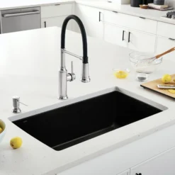 Blanco Diamond 34" Dual Mount Granite Composite Kitchen Sink, Silgranit, Coal Black, 442917