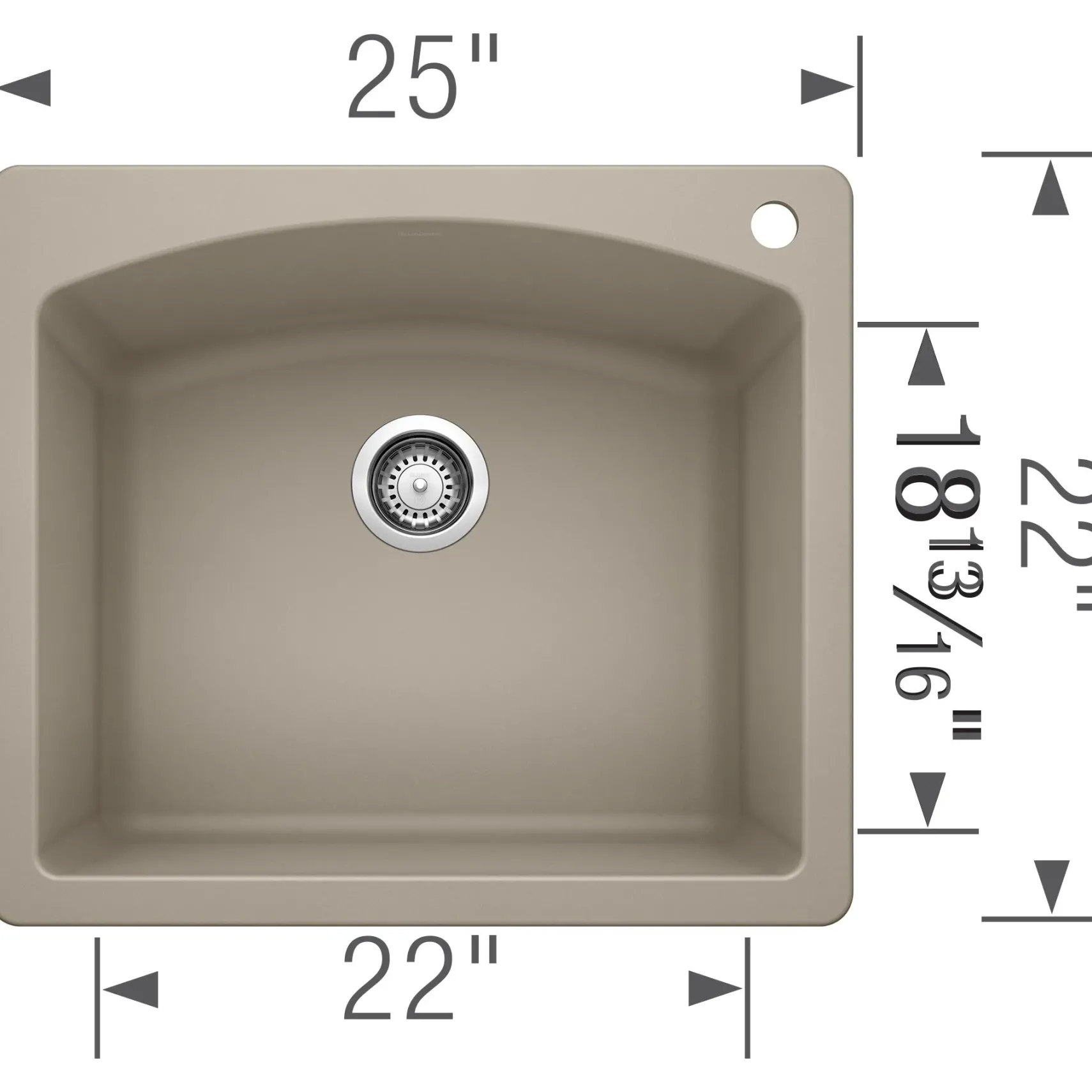 Blanco Diamond 25" Dual Mount Granite Composite Kitchen Sink, Silgranit, Truffle, 441280