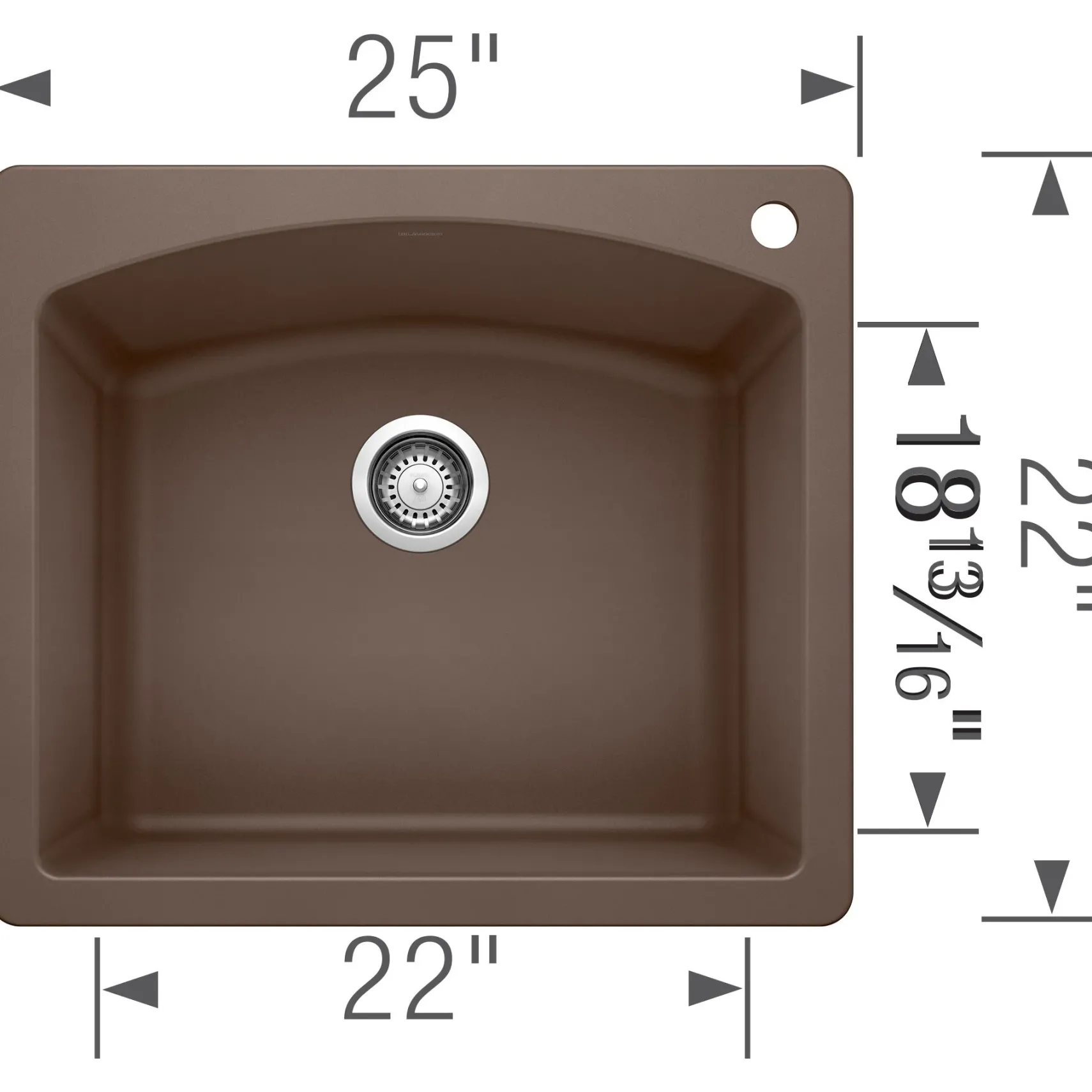 Blanco Diamond 25" Dual Mount Granite Composite Kitchen Sink, Silgranit, Cafe, 440208