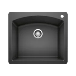 Blanco Diamond 25" Dual Mount Granite Composite Kitchen Sink, Silgranit, Anthracite, 440210