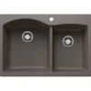 Blanco Diamond 33" Dual Mount Silgranit Kitchen Sink, 60/40 Double Bowl, Volcano Gray, 1 Faucet Hole, 443100
