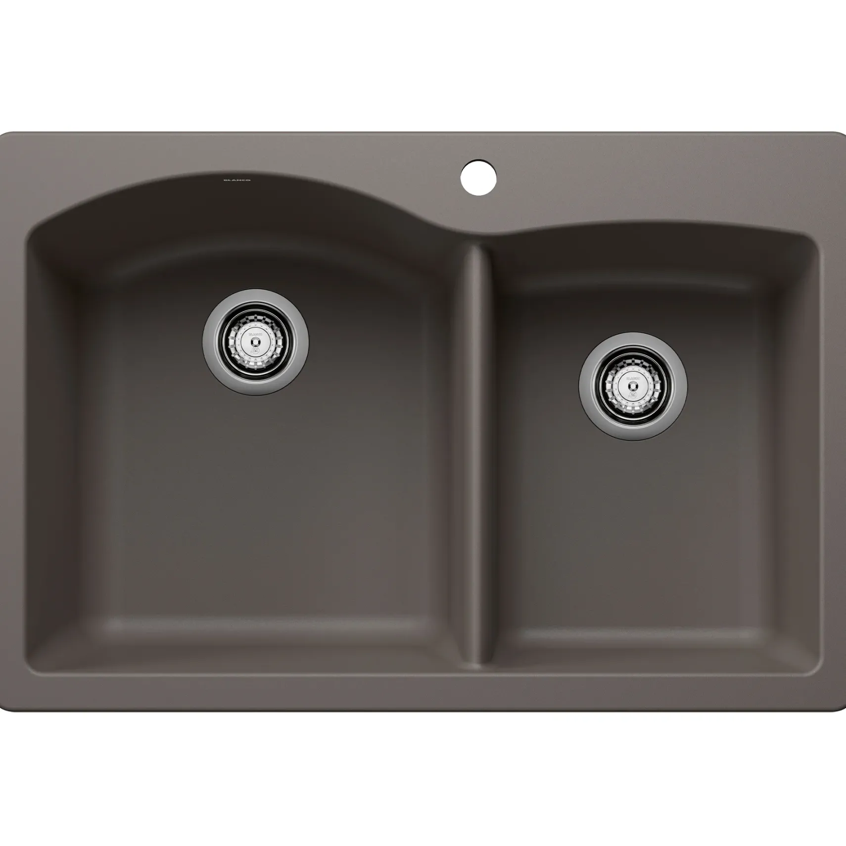 Blanco Diamond 33" Dual Mount Silgranit Kitchen Sink, 60/40 Double Bowl, Volcano Gray, 1 Faucet Hole, 443100