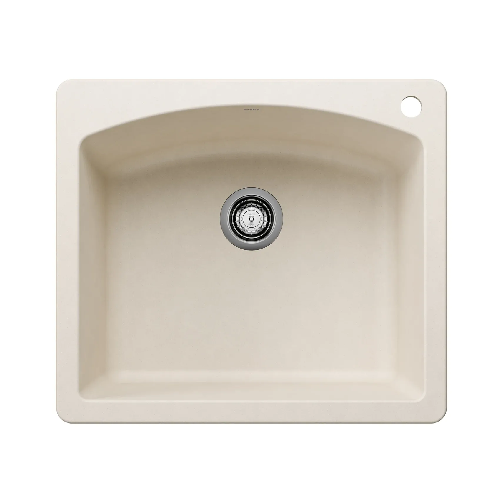 Blanco Diamond 25" Dual Mount Silgranit Kitchen Sink, Soft White, 1 Faucet Hole, 443060