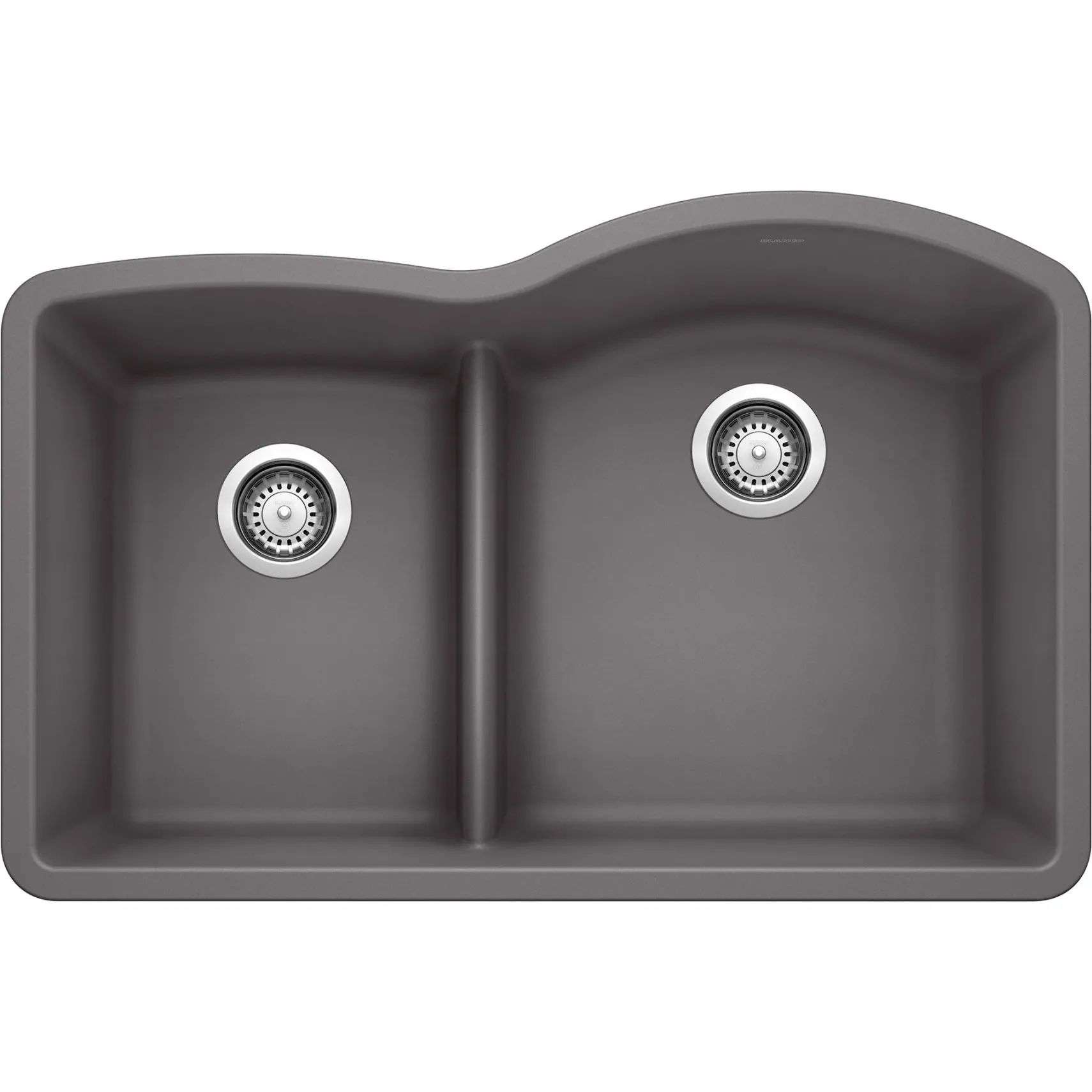 Blanco Diamond 32" Undermount Granite Composite Kitchen Sink, Silgranit, 40/60 Double Bowl, Cinder, 441600