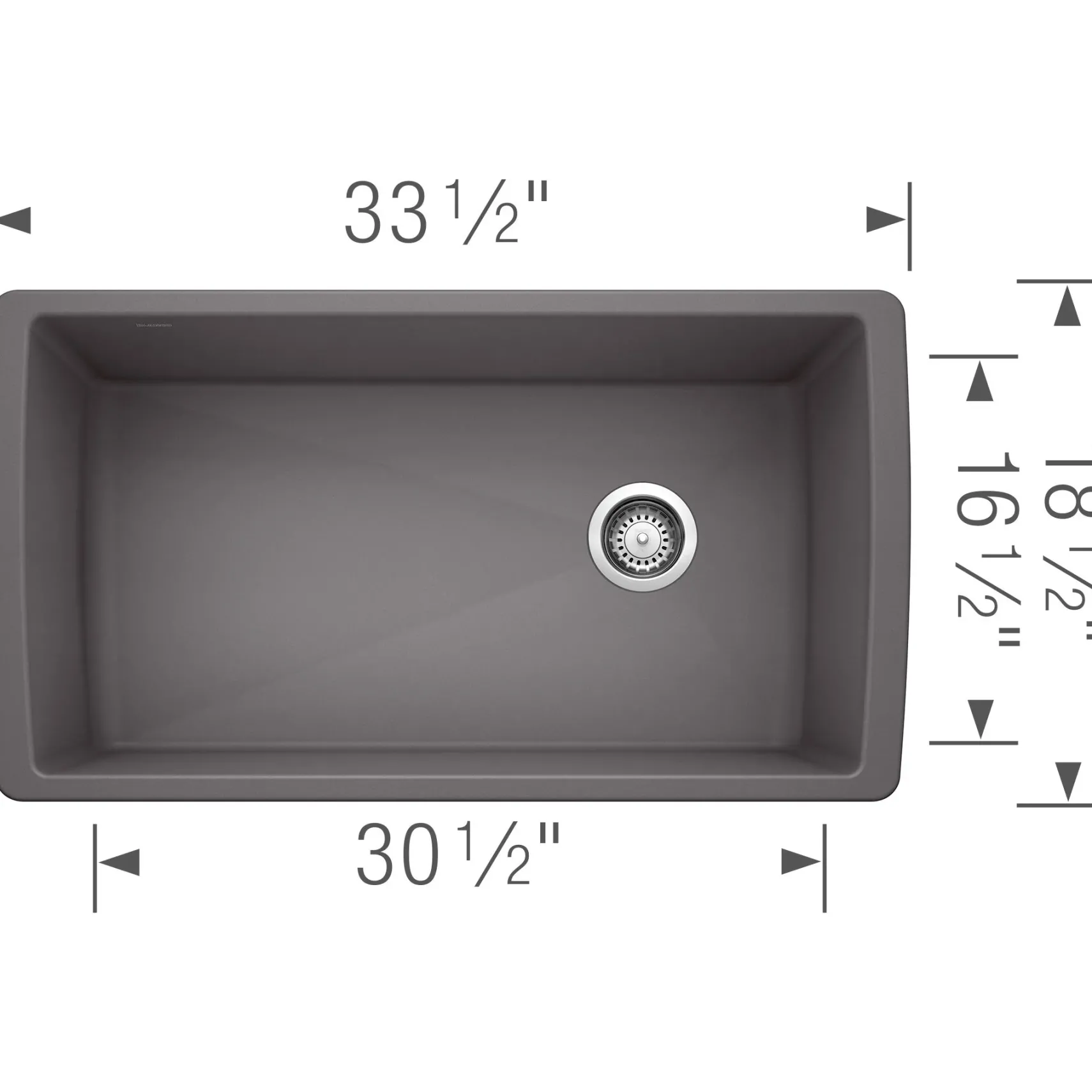 Blanco Diamond 34" Undermount Granite Composite Kitchen Sink, Silgranit, Cinder, 441764