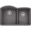 Blanco Diamond 32" Undermount Granite Composite Kitchen Sink, Silgranit, 60/40 Double Bowl, Cinder, 441469