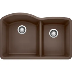 Blanco Diamond 32" Undermount Granite Composite Kitchen Sink, Silgranit, 60/40 Double Bowl, Cafe, 440177