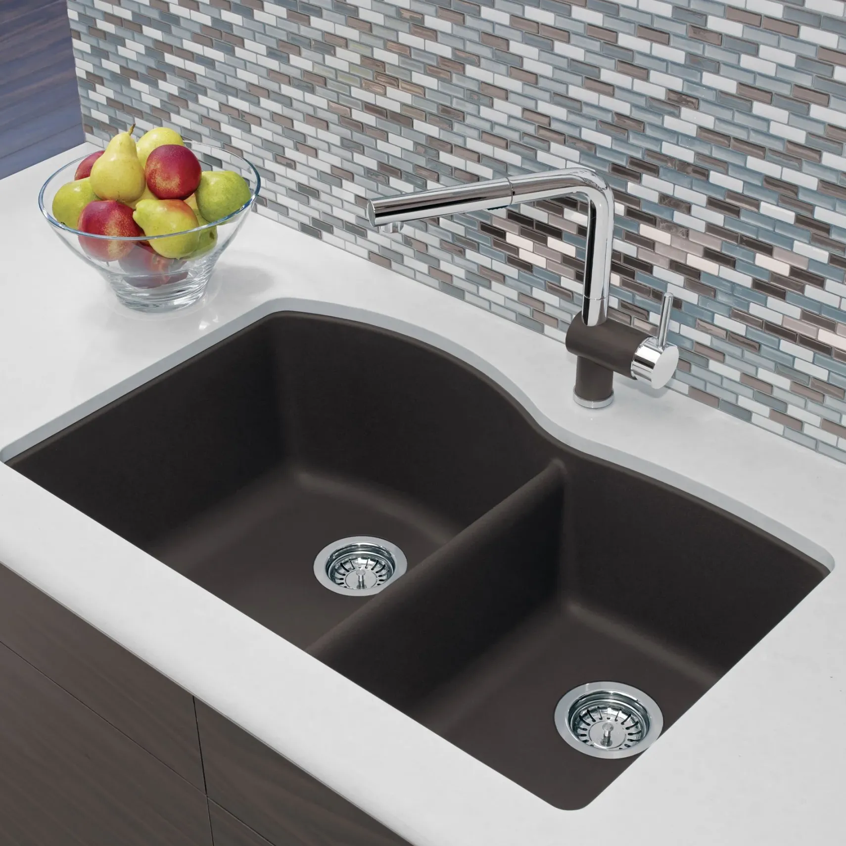 Blanco Diamond 32" Undermount Granite Composite Kitchen Sink, Silgranit, 60/40 Double Bowl, Cafe, 440177