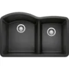 Blanco Diamond 32" Undermount Granite Composite Kitchen Sink, Silgranit, 60/40 Double Bowl, Anthracite, 440179