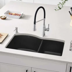 Blanco Diamond 32" Undermount Granite Composite Kitchen Sink, Silgranit, 60/40 Double Bowl, Anthracite, 440179
