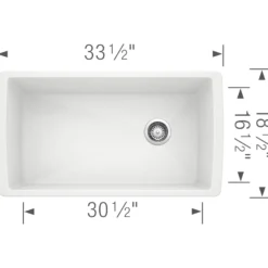 Blanco Diamond 34" Undermount Granite Composite Kitchen Sink, Silgranit, White, 441767