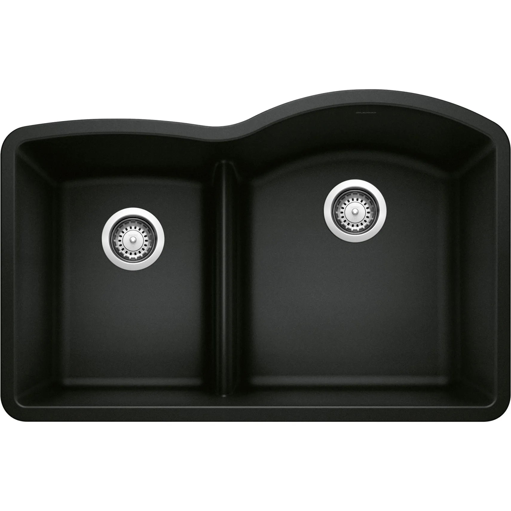 Blanco Diamond 32" Undermount Granite Composite Kitchen Sink, Silgranit, 40/60 Double Bowl, Coal Black, 442911