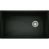 Blanco Diamond 34" Undermount Granite Composite Kitchen Sink, Silgranit, Coal Black, 442916