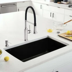 Blanco Diamond 34" Undermount Granite Composite Kitchen Sink, Silgranit, Coal Black, 442916