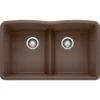 Blanco Diamond 32" Undermount Granite Composite Kitchen Sink, Silgranit, 50/50 Double Bowl, Cafe, 442078