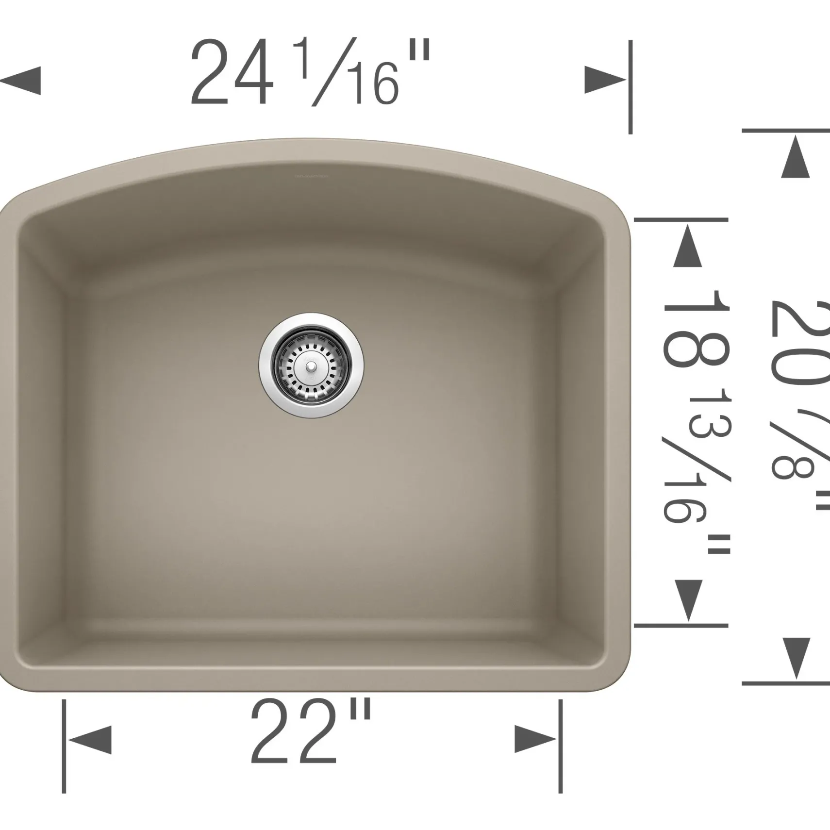 Blanco Diamond 24" Undermount Granite Composite Kitchen Sink, Silgranit, Truffle, 441281