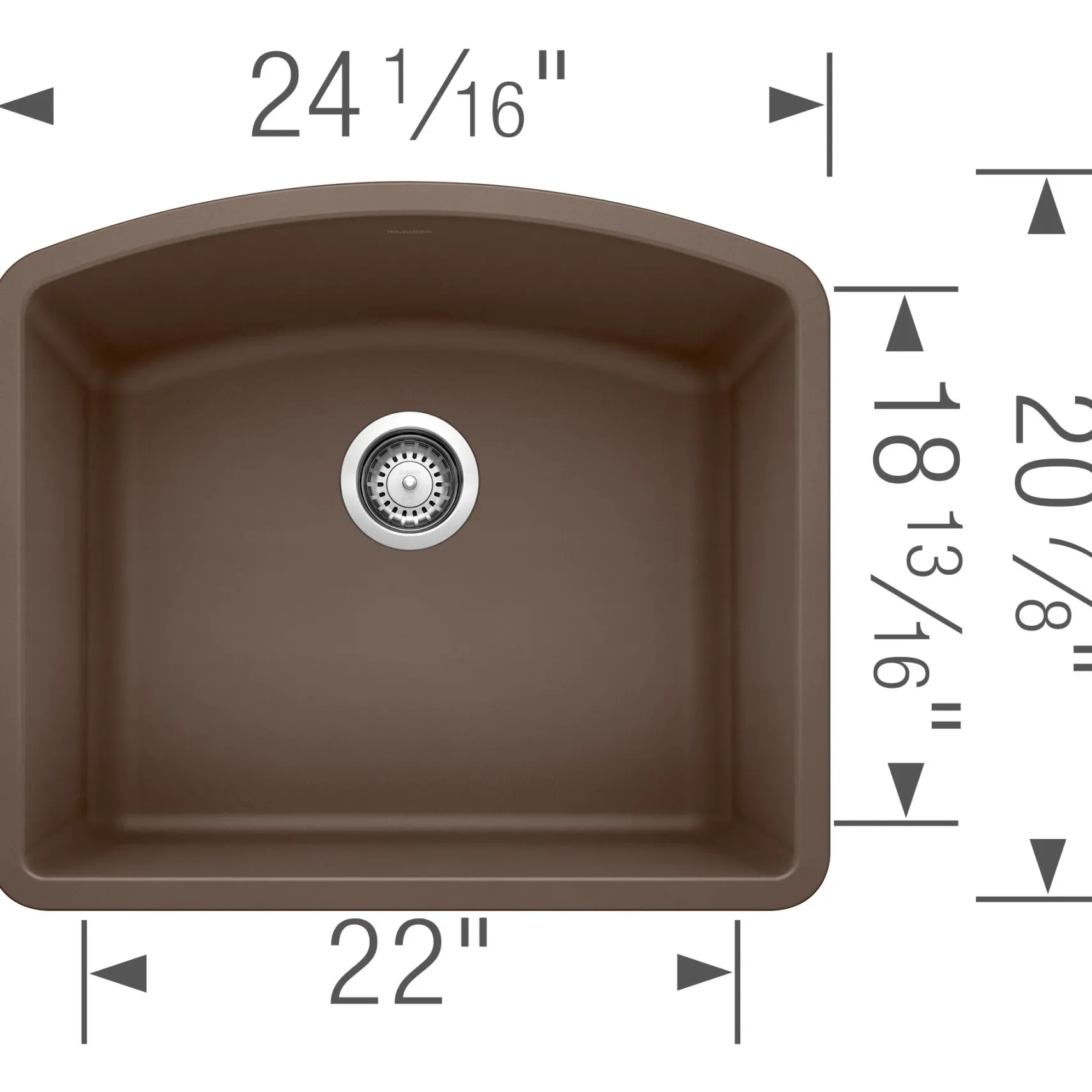 Blanco Diamond 24" Undermount Granite Composite Kitchen Sink, Silgranit, Cafe, 440172