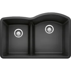 Blanco Diamond 32" Undermount Granite Composite Kitchen Sink, Silgranit, 40/60 Double Bowl, Anthracite, 441598