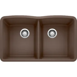 Blanco Diamond 32" Undermount Granite Composite Kitchen Sink, Silgranit, 50/50 Double Bowl, Cafe, 440182