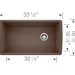 Blanco Diamond 34" Undermount Granite Composite Kitchen Sink, Silgranit, Cafe, 441771