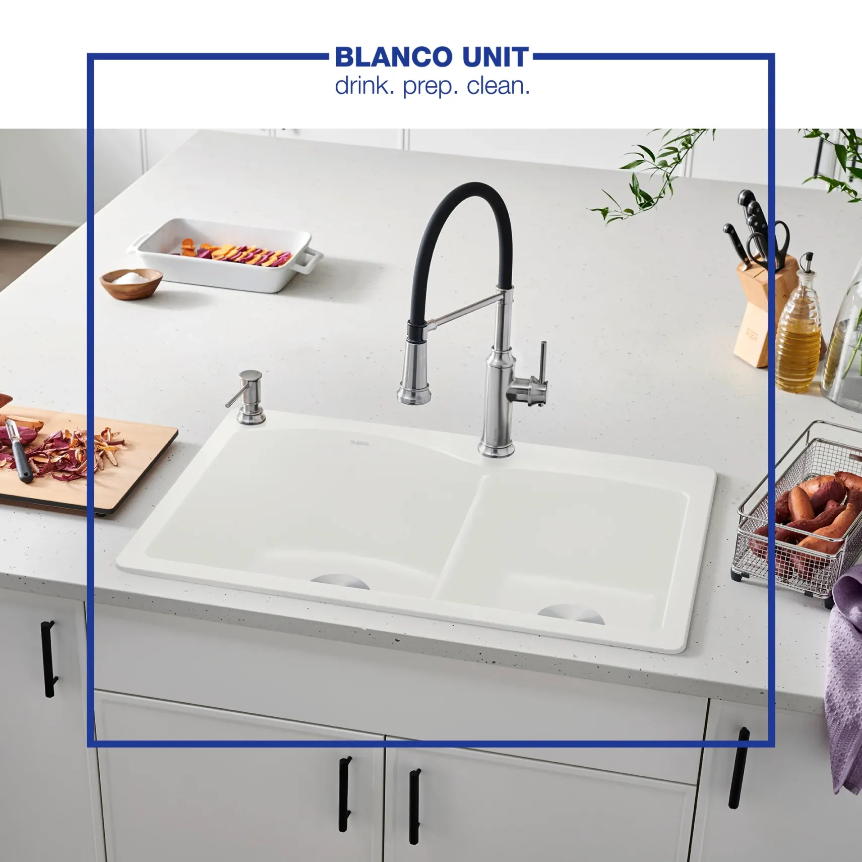 Blanco Diamond 32" Undermount Granite Composite Kitchen Sink, Silgranit, 60/40 Double Bowl, White, 441593