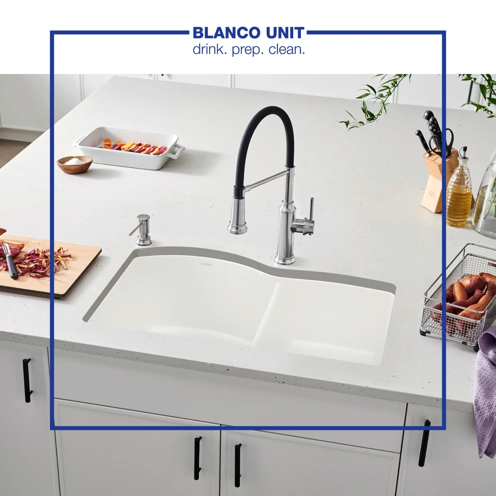 Blanco Diamond 32" Undermount Granite Composite Kitchen Sink, Silgranit, 60/40 Double Bowl, White, 441593