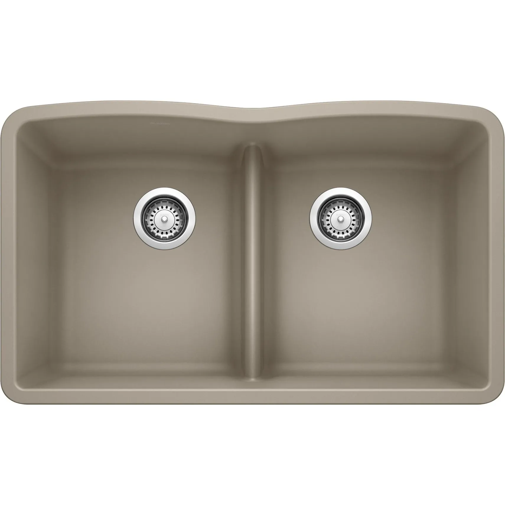 Blanco Diamond 32" Undermount Granite Composite Kitchen Sink, Silgranit, 50/50 Double Bowl, Truffle, 442072