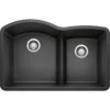Blanco Diamond 32" Undermount Granite Composite Kitchen Sink, Silgranit, 60/40 Double Bowl, Anthracite, 441590