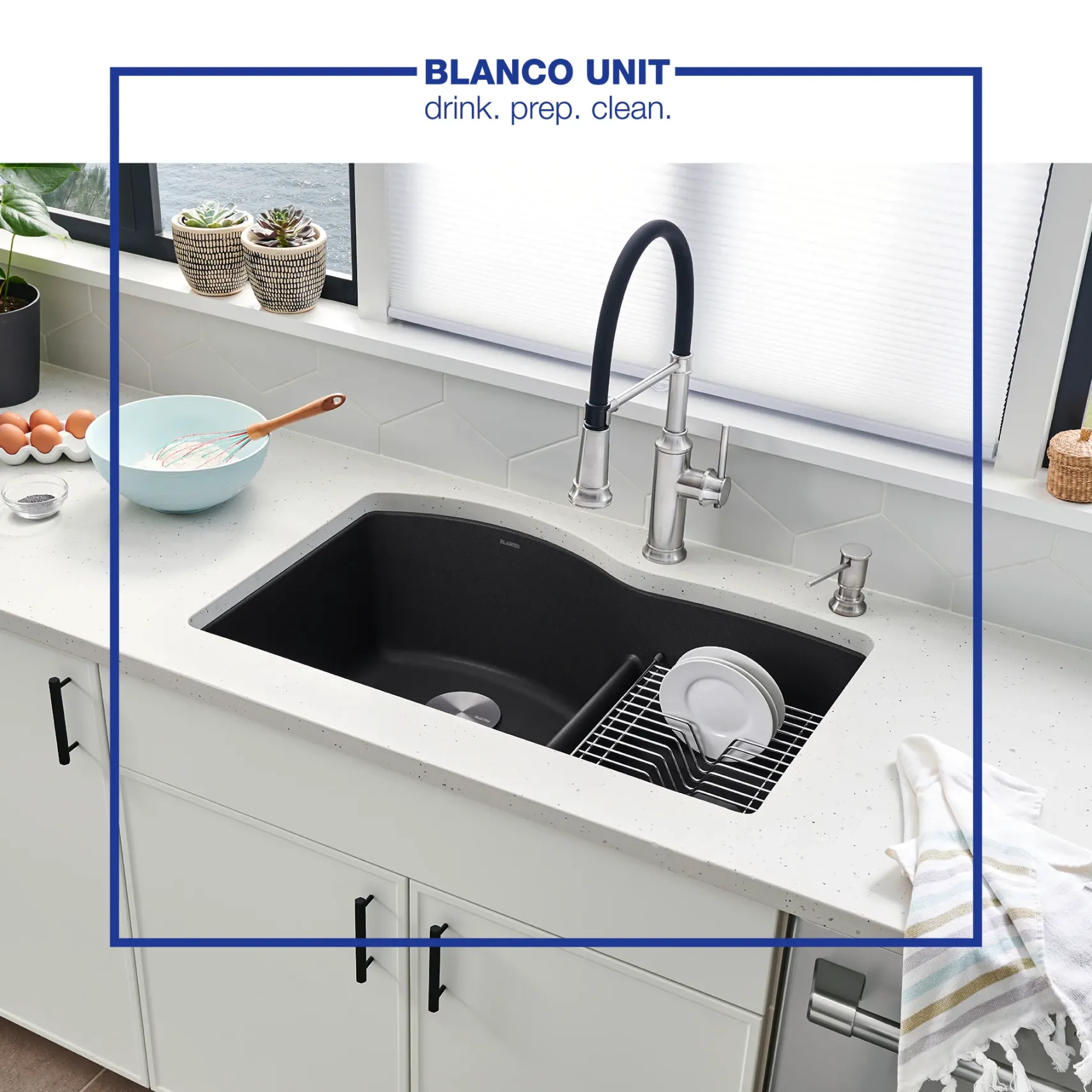 Blanco Diamond 32" Undermount Granite Composite Kitchen Sink, Silgranit, 60/40 Double Bowl, Anthracite, 441590