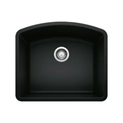 Blanco Diamond 24" Undermount Granite Composite Kitchen Sink, Silgranit, Coal Black, 442906