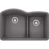 Blanco Diamond 32" Undermount Granite Composite Kitchen Sink, Silgranit, 60/40 Double Bowl, Cinder, 441591
