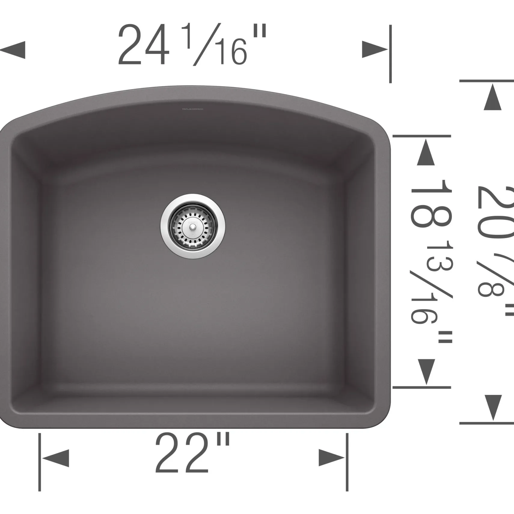 Blanco Diamond 24" Undermount Granite Composite Kitchen Sink, Silgranit, Cinder, 441468