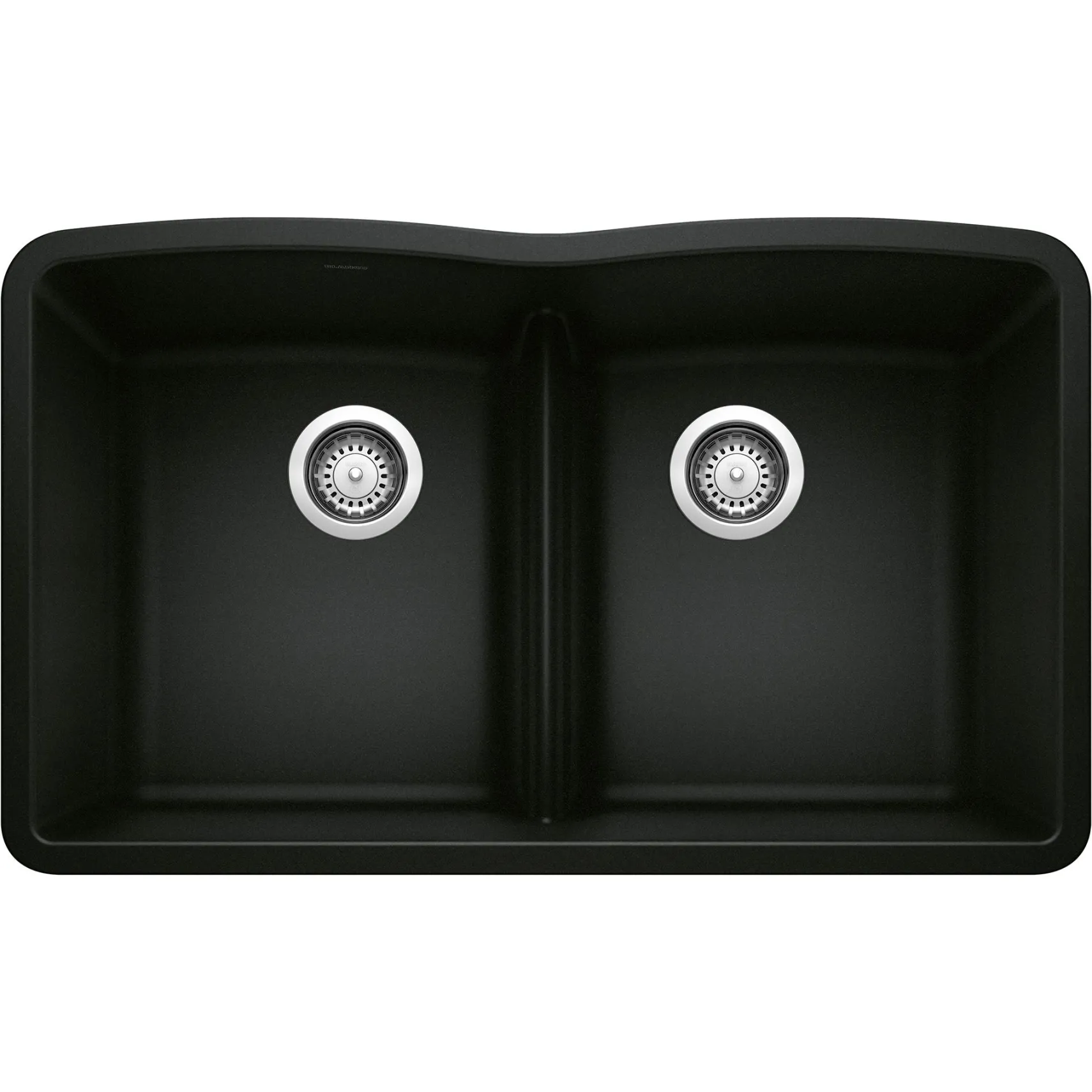 Blanco Diamond 32" Undermount Granite Composite Kitchen Sink, Silgranit, 50/50 Double Bowl, Coal Black, 442914