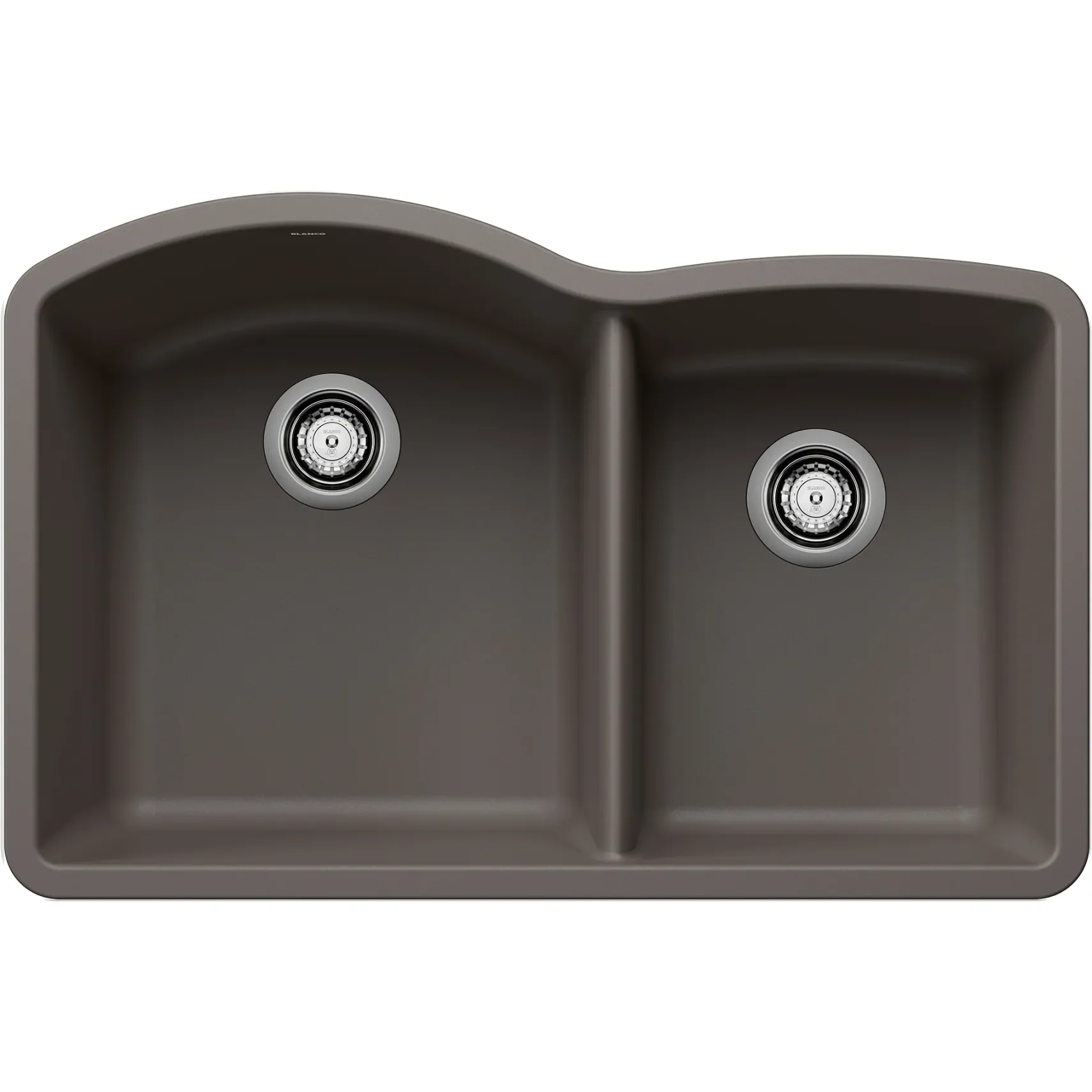 Blanco Diamond 32" Undermount Silgranit Kitchen Sink, 60/40 Double Bowl, Volcano Gray, No Faucet Hole, 443101