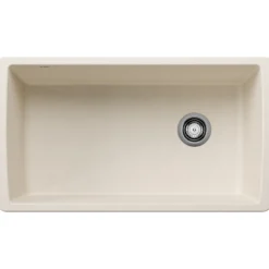 Blanco Diamond 34" Undermount Silgranit Kitchen Sink, Soft White, No Faucet Hole, 443071