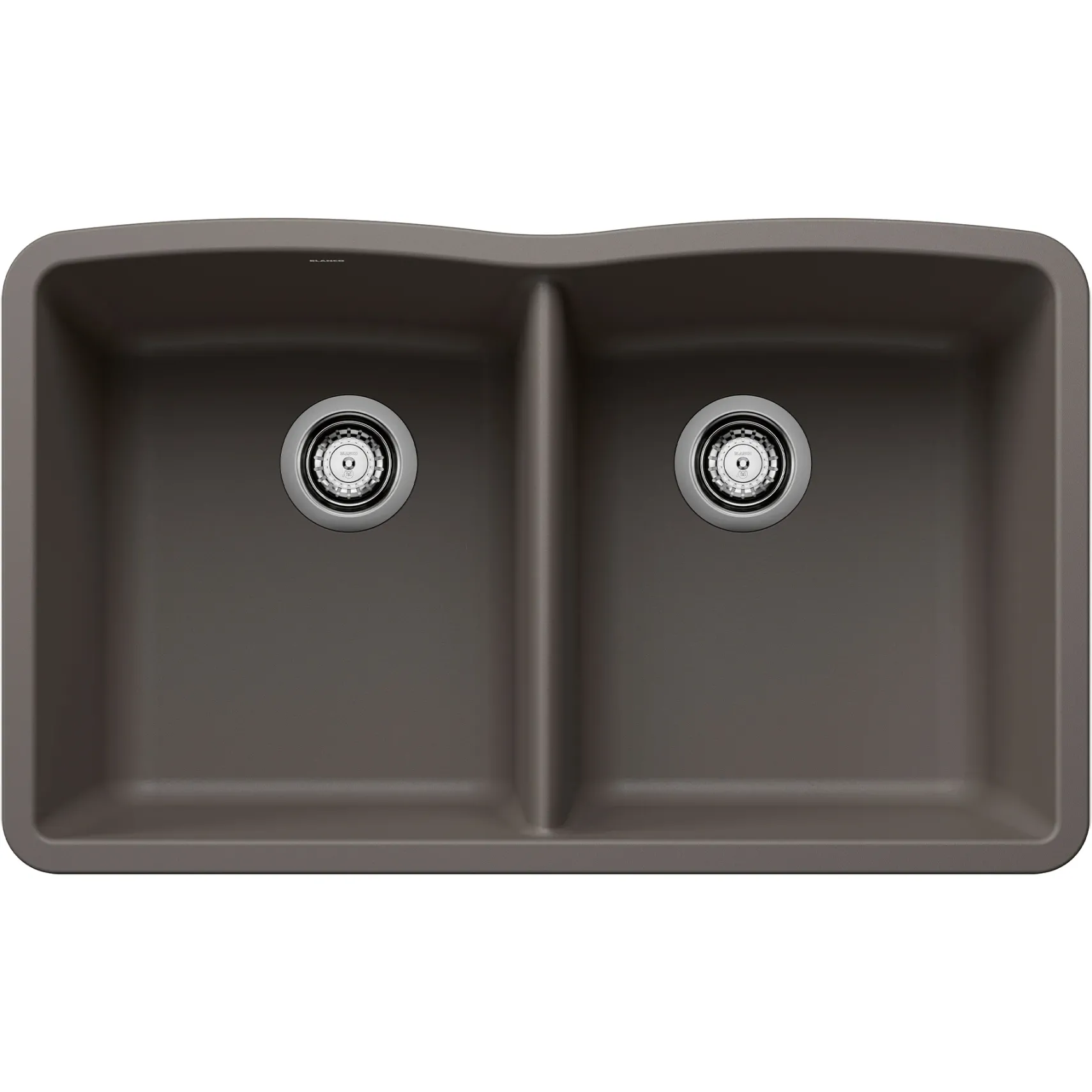 Blanco Diamond 32" Undermount Silgranit Kitchen Sink, 50/50 Double Bowl, Volcano Gray, No Faucet Hole, 443105