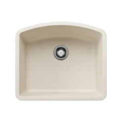 Blanco Diamond 24" Undermount Silgranit Kitchen Sink, Soft White, No Faucet Hole, 443061