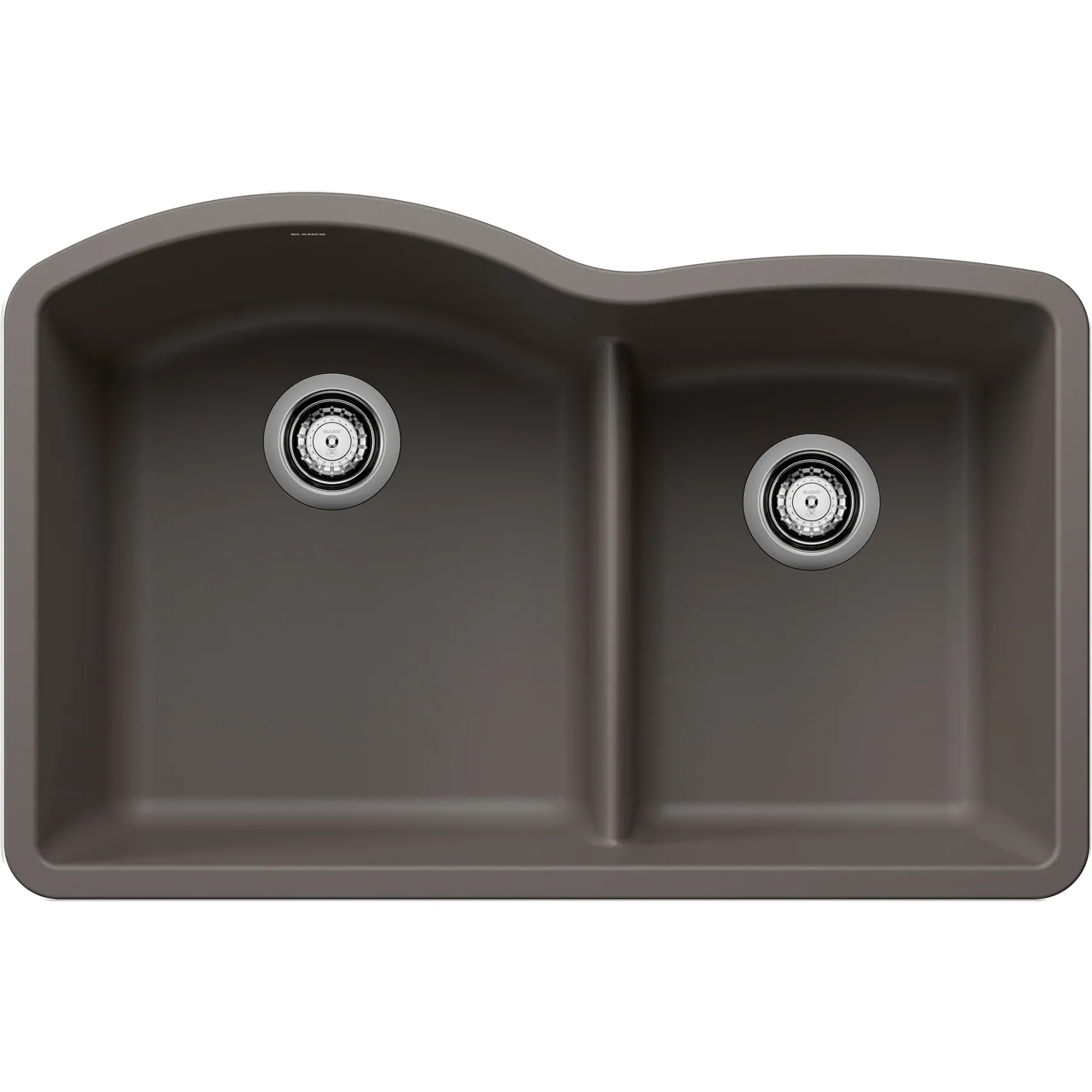Blanco Diamond 32" Undermount Silgranit Kitchen Sink, 60/40 Double Bowl, Volcano Gray, No Faucet Hole, 443102