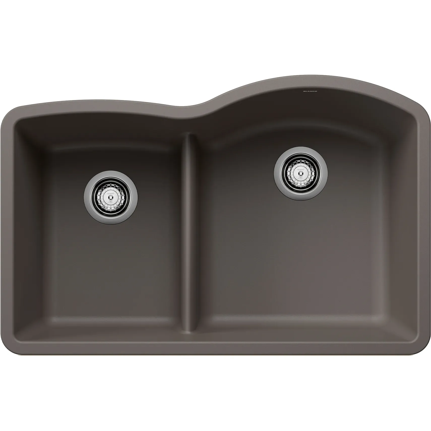 Blanco Diamond 32" Undermount Silgranit Kitchen Sink, 60/40 Double Bowl, Volcano Gray, No Faucet Hole, 443103