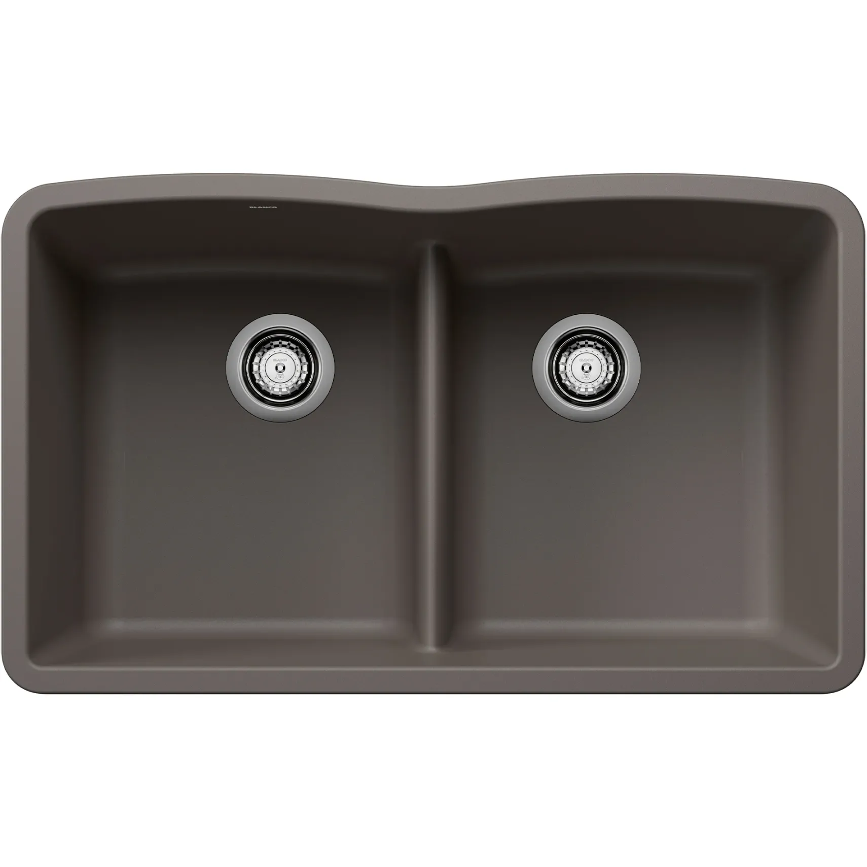 Blanco Diamond 32" Undermount Silgranit Kitchen Sink, 50/50 Double Bowl, Volcano Gray, No Faucet Hole, 443106