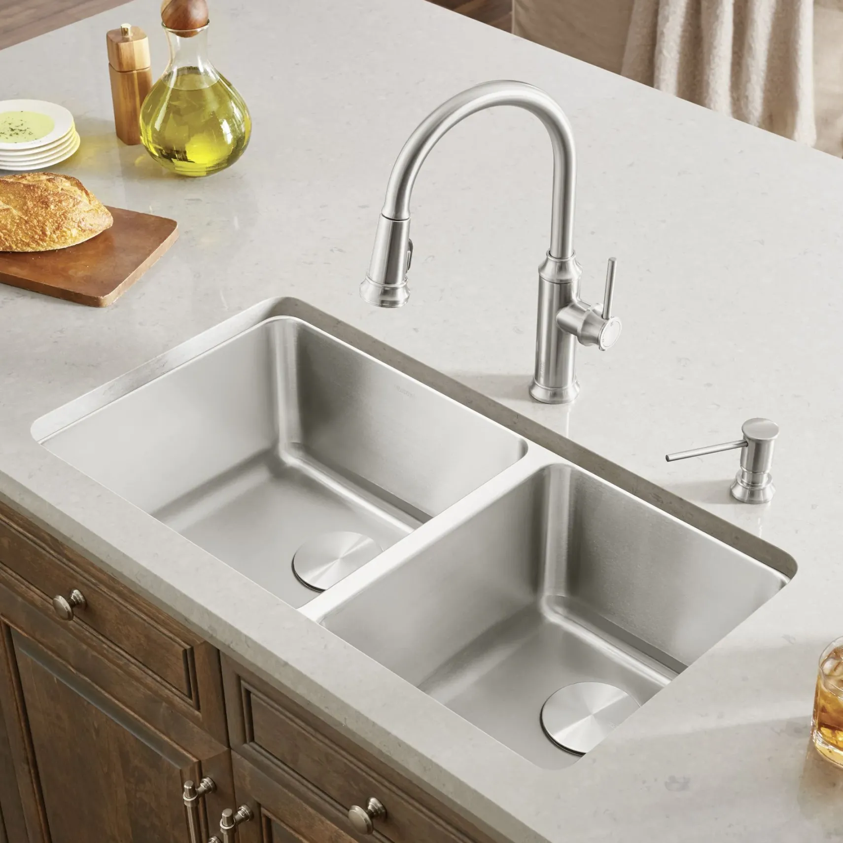 Blanco Formera 33" Undermount Stainless Steel Kitchen Sink, 60/40 Double Bowl, 18 Gauge, Satin Polish, 442769