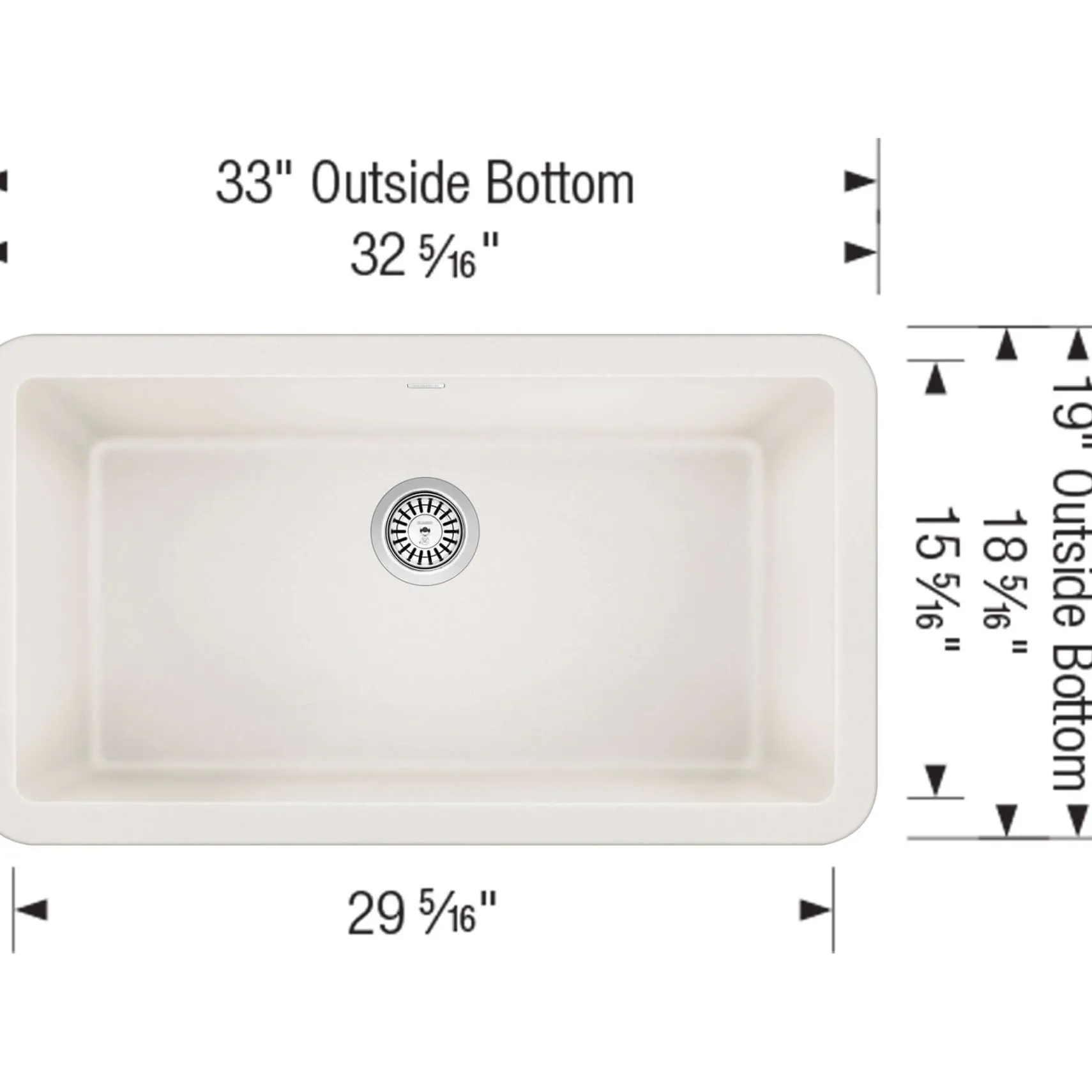 Blanco Ikon 33" Granite Composite Farmhouse Sink, Silgranit, White, 401899